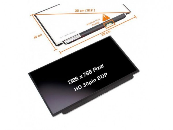 LCD LED ZASLON 12.5" LP125WH2-TPH1 za prenosnik HP, DELL, LENOVO, ASUS, ACER / 1366 X 768 HD / 30PIN DESNO eDP / MAT / TANEK BREZ NOSILCEV