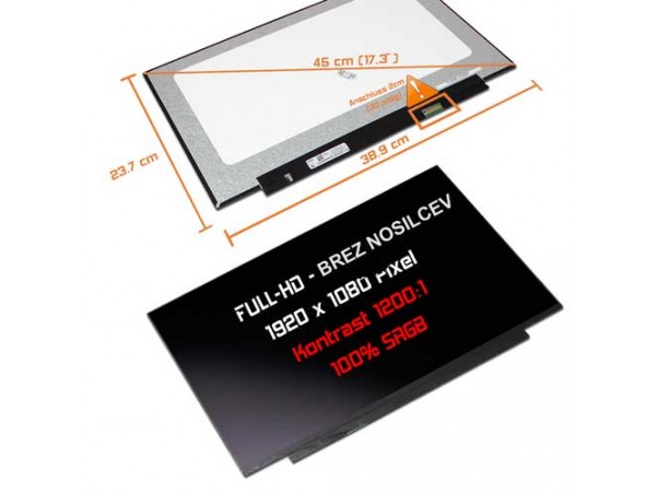 LCD LED ZASLON za prenosnik HP, LENOVO, DELL, ACER, ASUS / B173HAN04.9 / 17.3" 1920 x 1080 FHD IPS 144hz 800:1 390mm / 40PIN DESNO / MAT / BREZ NOSILCEV