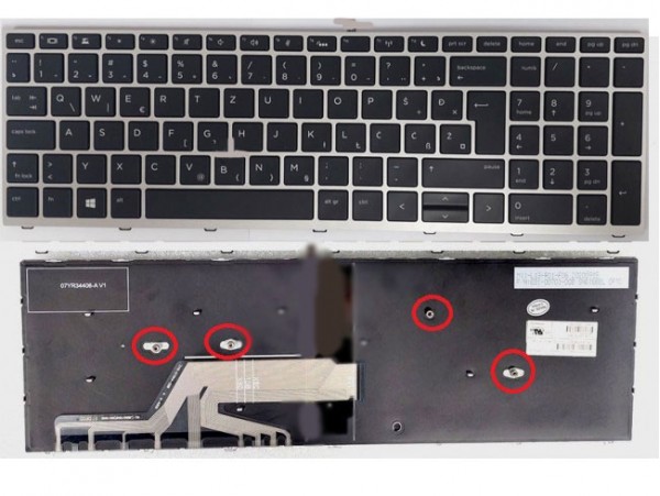 Tipkovnica za prenosnik HP Probook 450 455 470 G5 / L01027-BA1 (QWERTZ) UK SLO nalepke silver