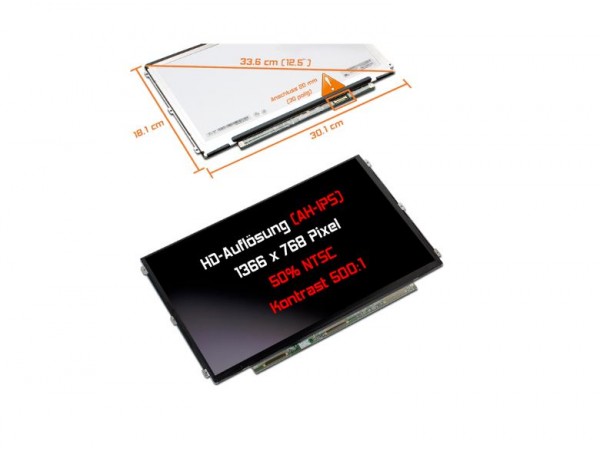 LCD WLED ZASLON 12.5" 1366(RGB)×768, WXGA  125PPI 500:1 HB125WX1-100  za prenosnik ASUS, ACER, HP, DELL, LENOVO, SAMSUNG, MSI / 30PIN DESNO / MAT / TANEK Z NOSILCI