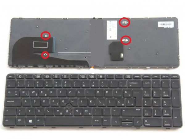 Tipkovnica za HP ZBook 15u G3, 15u G4, HP EliteBook 755 G3, 755 G4, 850 G3, 850 G4 silver SLOVENSKA Š Đ Ž Ć Č