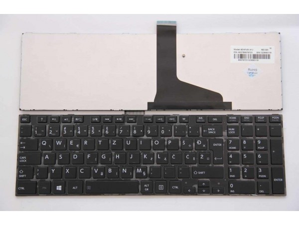 Tipkovnica za Toshiba Satellite C855 L850 L855 L870 L875 P850 P855 P870 P875 S855 S955 / NSK-TVBJU-1J / 0KN0-ZW3YU23 / ČRNA / SLO