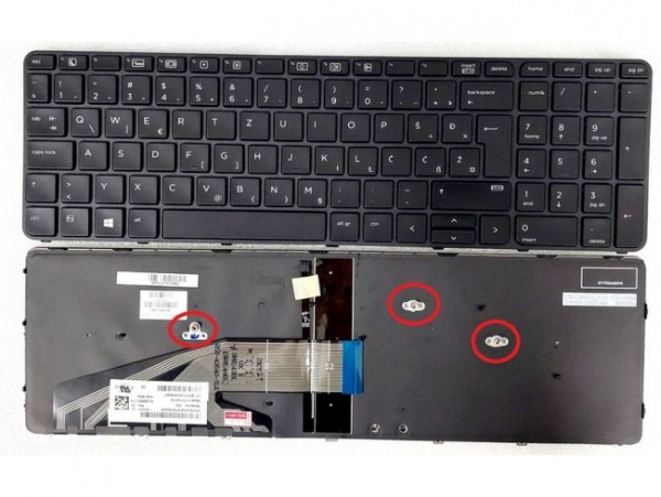 Tipkovnica za HP ProBook 450 455 470 G3 G4 650 655 G2 Osvetlitev (backlight) 827029-BA1 / 827028-BA1 / (QWERTZ) Š Đ Ž Ć Č SLOV