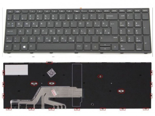 Tipkovnica za HP Probook 450 455 470 G5 / L01028-001 L01028-BA1 / (QWERTZ) Š Đ Ž Ć Č SLOV