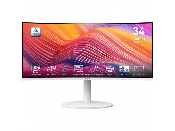 Zaslon MSI Modern MD342CQPW 34" / UWQHD / 120Hz / 1ms MPRT / ukrivljen / KVM / bel - nastavljiv po višini - PD 98W