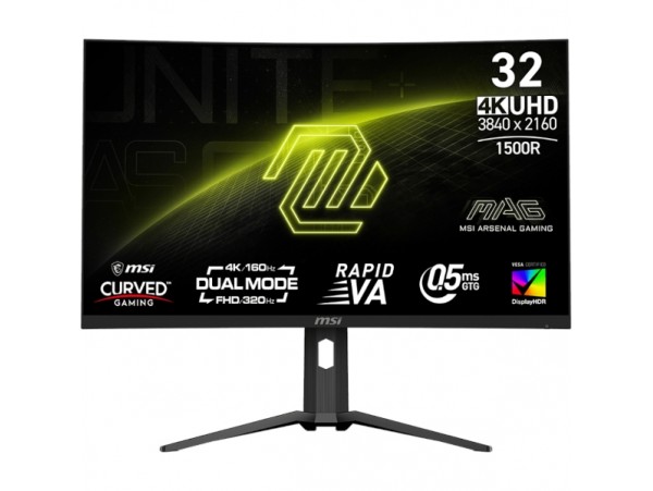 Zaslon MSI MAG 321CUPDF / 31.5" / UHD / VA / 160Hz / 0.5ms (GtG) / črn - nastavljiv po višini - PD 15W 81,3 cm / 3840x2160