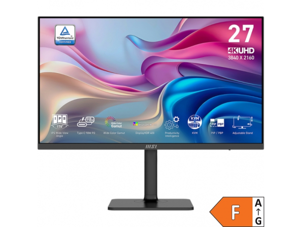 Zaslon MSI Modern MD272UPHG / 27" / UHD / IPS / 60Hz / 4ms (GtG) / KVM / črn - nastavljiv po višini - PD 98W