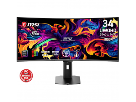 Zaslon MSI MPG 341CQR QD-OLED X36 / 86,4 cm (34") / 3440x1440 (UWQHD) / QD-OLED / 360Hz / 0.03 ms (GTG) / 300 nits / 1500000:1 / nastavljiv po višini
