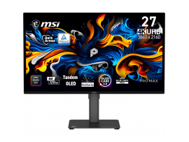 Zaslon MSI PRO MAX 271UPX12G / 67,3 cm (26,5") / 3840x2160 (UHD) / QD-OLED / 120Hz / 0.03 ms (GTG) / 250 nits / 1500000:1 / KVM / nastavljiv po višini