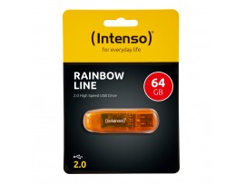 Spominski ključek 64GB USB 2.0 Intenso Rainbow Line 28MB/s 6,5MB/s - plastičen/s pokrovčkom/oranžen (3502490)