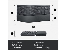 Tipkovnica brezžična Logitech K860 Ergo | SLO gravura grafitna (920-010108)