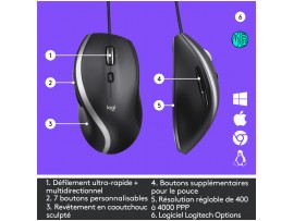 Miš Logitech USB M500s optična črna High Precision Optical Tracking 4000DPI (910-005784)