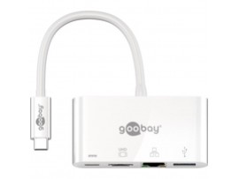 Priklopna postaja USB-C => HDMI ETH LAN 1x USB 3.0 1x USB-C PD 60W Goobay bel (62105)