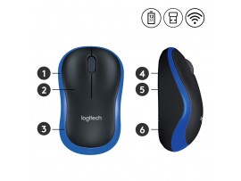 Miš Logitech brezžična M185 za notesnike modra nano (910-002236)