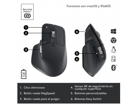 Miš brezžična + Bluetooth Logitech MX Master 3S Performance 8000DPI Unifying Bolt grafitna (910-006559)
