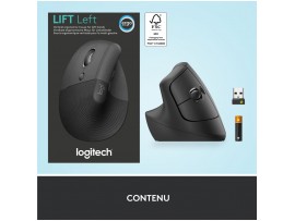 Miš brezžična + Bluetooth Logitech Lift Vertical za levičarje 4000DPI ergonomična grafitna (910-006474)