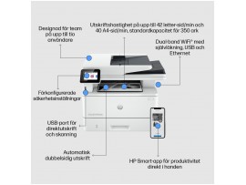Tiskalnik multifunkcijski laserski ČB HP LaserJet Pro 4102fdw A4 duplex tisk duplex skeniranje faks USB LAN WiFi 40ppm Cashback 1.2.-30.4.2026 - 50€ (2Z624F#B19)