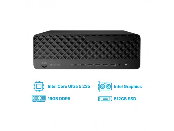 Računalnik HP SFF Elitedesk 8 G1i AI PC Ultra 5-235/Q870/16GB-DDR5/512GB/Intel grafika HDMI 2xDP 2xUSB-C/RJ45/280W-92%/Win11Pro 99M76ET#ABD