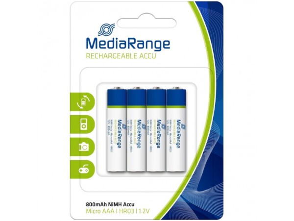 Baterijski vložek MediaRange MRBAT120 1,5V AAA/LR03 4 kos Polnljive Alkalne (113187)