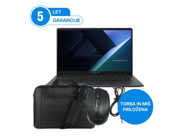 Prenosnik Asus 39,6 cm (15,6") ExpertBook BM1 1920x1080 WVA 300nit R5-7535U/16GB/SSD512GB/BL/FP/priložena torba in miš/AMD Radeon 660M/Win11Home (90NX0821-M02J50)