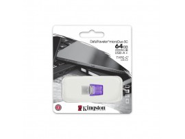 Spominski ključek 64GB USB 3.2/microUSB Kingston DT microDuo3G3 200MB/s plastičen microduo s pokrovčkom moder (DTDUO3CG3/64GB)