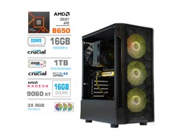 Računalnik MEGA TWR S7 R5-7600/RX9060 XT/16GB-DDR5/1TB/750W/Brez OS RGB + Estetski napajalni kabli [Rumena / Črna]