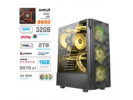 Računalnik MEGA MT S7 R7-7800X3D/RX9070 XT/32GB-DDR5/2TB-4.0/750W/Brez OS RGB + Estetski napajalni kabli [Rumena / Črna]