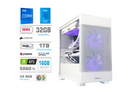 Računalnik MEGA MT S7X i7-14700F/RTX5060Ti-16GB/32GB/1TB/750W/Brez OS/bela RGB + Estetski napajalni kabli [Črna / Bela]