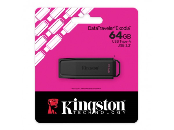 Spominski ključek 64GB USB3.2 Kingston DataTraveler Exodia s pokrovčkom črn (DTXG2/64GB)