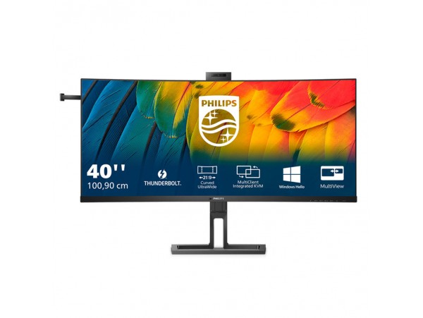 Monitor Philips 101,6 cm (40,0") 40B1U6903CH 5120x2160 Curved 75Hz IPS 4ms 2xHDMI DisplayPort Thunderbolt4 USB-C 90W 4xUSB3.2 HAS Kamera Zvočniki 2x5W  DCI-P3-98% SeparateSync RJ45 KVM HDR10