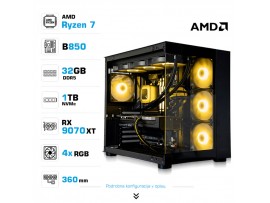 Računalnik MEGA MT S5 R7-7700X/RX9070 XT/32GB-DDR5/1TB/750W/Brez OS/črna RGB + Estetski napajalni kabli [Rumena / Črna]