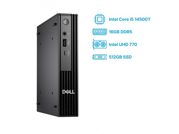 Računalnik Dell Mini QCM1250 i5-14500T/Q670/16GB-DDR5/512GB/-/Intel 770 HDMI DP USB-C/BT WiFi RJ45/90W-85%/Win11Pro 7F0R2