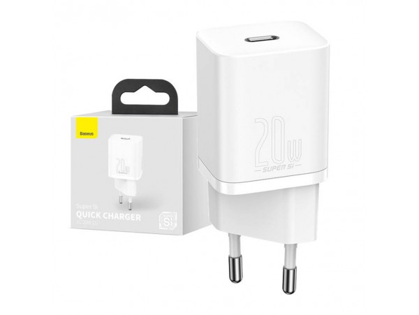 Hišni polnilec 100-240V => 1x USB-C 20W PD3.0 QC3.0 PPS BASEUS Super Si (CCSUP-B02)