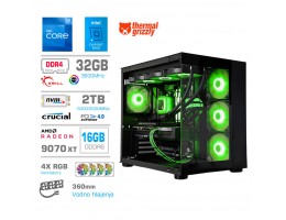Računalnik MEGA MT S5 i7-12700KF/RX9070 XT/32GB/2TB/750W/Brez OS/črna RGB + Estetski napajalni kabli [Zelena / Črna]