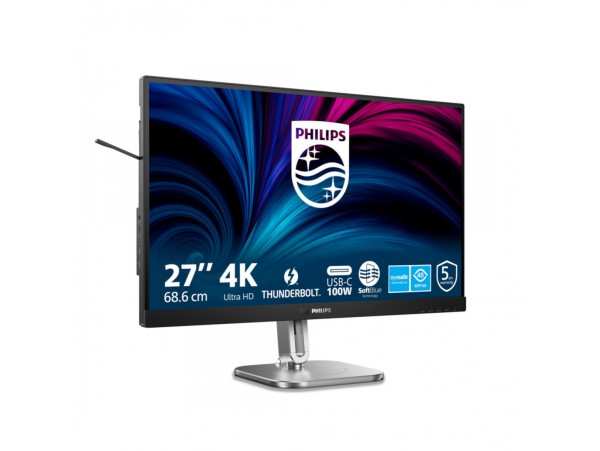 Monitor Philips 68,6 cm (27,0") 27B2U6903 4K POS IPS 4ms 2xHDMI DisplayPort Thunderbolt4 USB-C 100W Thunderbolt4-Out 4xUSB3.2 USB-C-Out Pivot Zvočniki 2x3W  sRGB98% RJ45 KVM Serija 6000