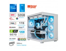 Računalnik MEGA MT S5 i7-12700KF/RTX5070/32GB/1TB/750W/Brez OS/bela RGB + Estetski napajalni kabli [Svetlo modra / Bela]