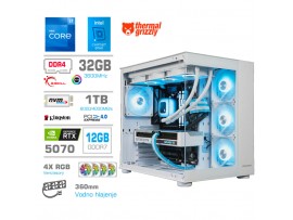 Računalnik MEGA MT S5 i7-12700KF/RTX5070/32GB/1TB/750W/Brez OS/bela RGB + Estetski napajalni kabli [Svetlo modra / Bela]