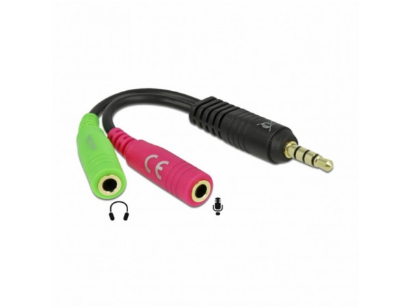 Adapter Audio 3,5mm M => 2 x 3,5mm Ž Delock 0,15m OMTP (65344)