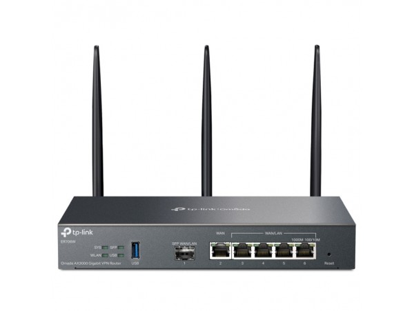 Usmerjevalnik brezžični TP-Link gigabit WiFi6 802.11ax AX3000 2402Mbit/s 4xLAN+WAN+SFP 3x antena (ER706W)