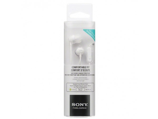 Slušalke žične ušesne 1x 3,5mm stereo Sony MDREX15AP z mikrofonom - bele