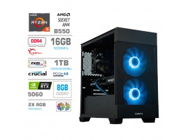 Računalnik MEGA MT S7X R5-5500/RTX5060/16GB/1TB-4.0/750W/Brez OS/črna RGB