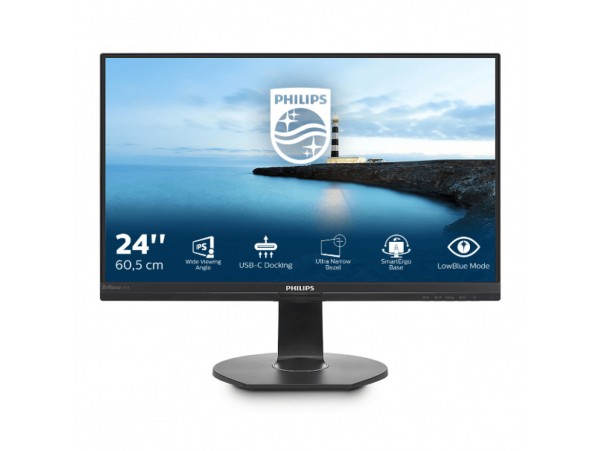 Monitor Philips 60,5 cm (23,8") 241B7QUPBEB 1920x1080 IPS 5ms VGA HDMI DisplayPort 2xUSB3.0 Pivot Zvočniki  sRGB RJ45