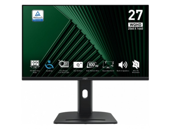 Monitor MSI 68,6 cm (27,0") MP275QPG 2560x1440 100Hz IPS 1ms 2xHDMI DisplayPort Pivot Zvočniki  DCI-P3-79% AdaptiveSync PRO-Serija