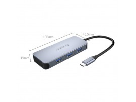 Priklopna postaja USB-C => 3x USB 3.0 tip A 1x HDMI 4K@30Hz 1x RJ45 1x USB-C PD 100W Orico (MC-U602P-GY-BP)