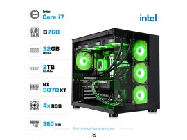 Računalnik MEGA MT S5 i7-12700KF/RX9070 XT/32GB/2TB/750W/Brez OS/črna RGB + Estetski napajalni kabli [Zelena / Črna]
