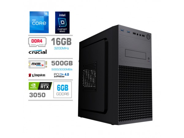 Računalnik MEGA MT S4 i5-11400F/RTX3050/16GB/500GB-4.0/450W/Brez OS
