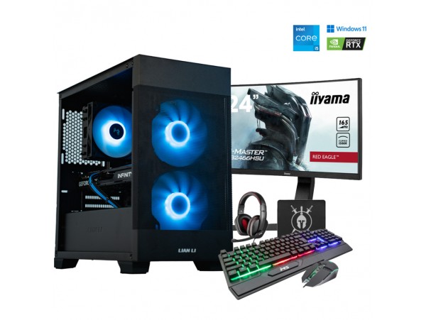 Gaming komplet Računalnik MEGA S7X Intel i5-14400F/RTX5050/16GB/1TB/750W/Win11Home/črna RGB + Estetski napajalni kabli ( Svetlo modra / črna )