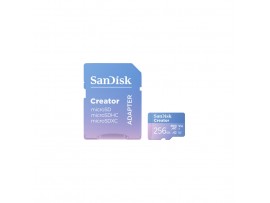 Spominska kartica microSDXC 256GB Sandisk Creator 190MB/s/130MB/s U3 V30 UHS-I A2 +adapter (SDSQXAV-256G-GN6MS)