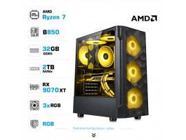 Računalnik MEGA MT S7 R7-9700X/RX9070 XT/32GB-DDR5/2TB-4.0/750W/Brez OS RGB + Estetski napajalni kabli [Rumena / Črna]