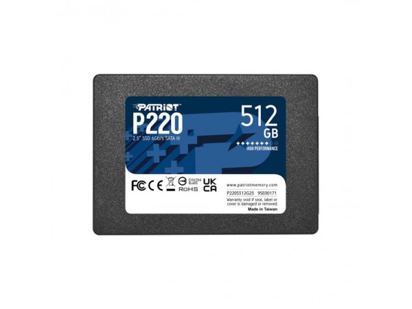 Disk SSD 6,4cm (2,5") SATA 512GB Patriot P220 2,5" 550/500MB/s (P220S512G25)